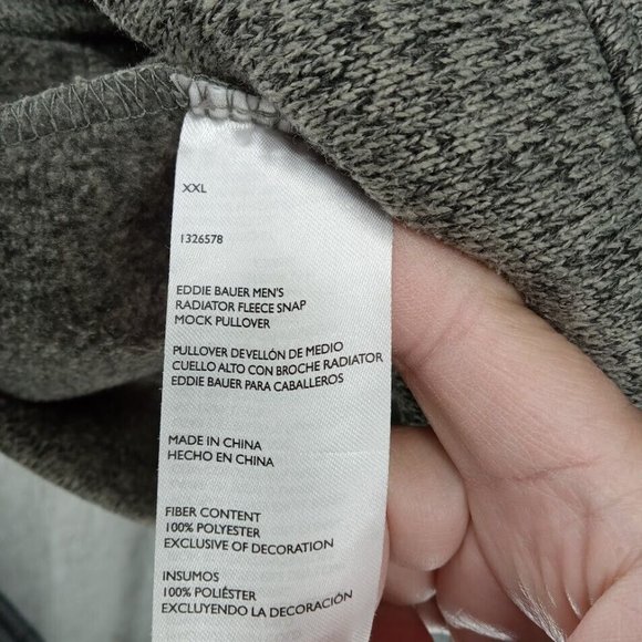 Eddie Bauer Sweater Mens XXL Gray Heather Knit Pullover Button Snap Fleece - Picture 6 of 9